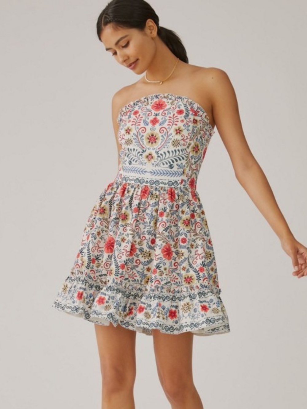 Anthropologie Forever That Girl | Floral Strapless Dress M